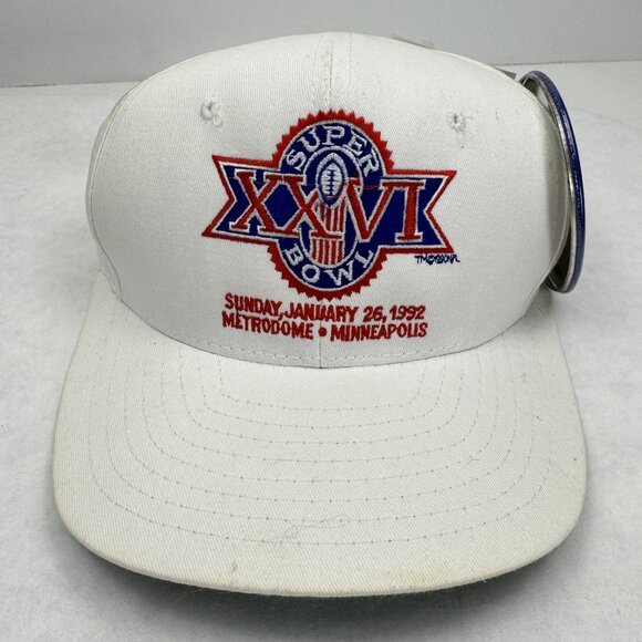 Vintage 1992 Super Bowl XXVI Snapback Hat White Adjustable NFL Team Cap with Pin - Picture 13 of 13